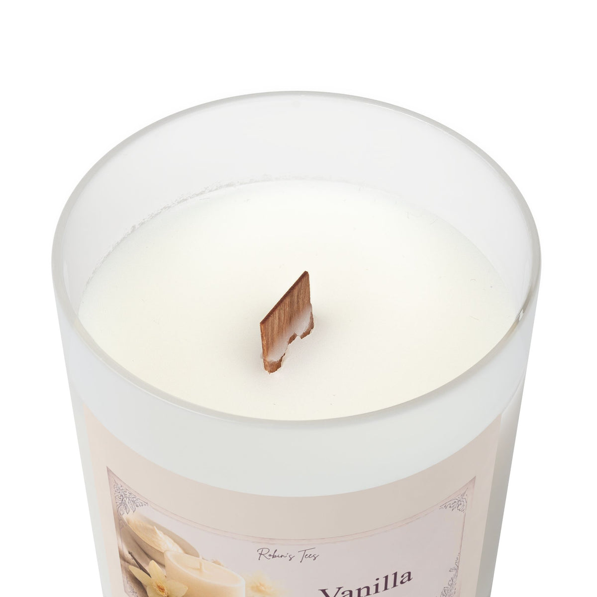 Vanilla Frosted Glass Candle — 11oz Scented Soy Candle with Wooden Lid