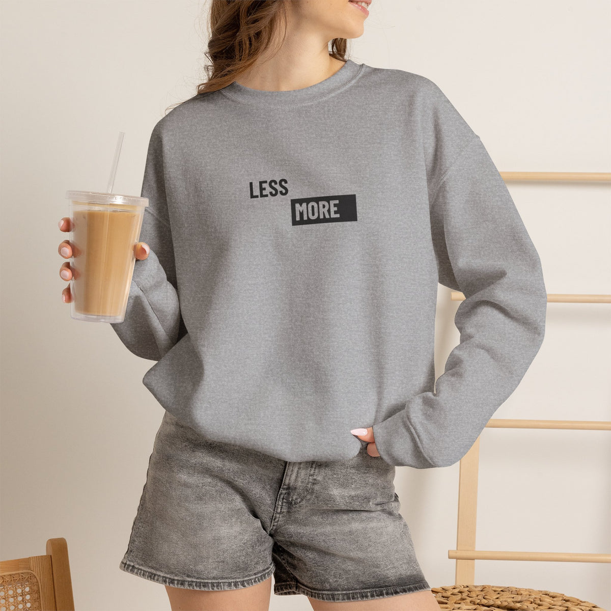 Less is More Sweatshirt with front print | Multiple Colors