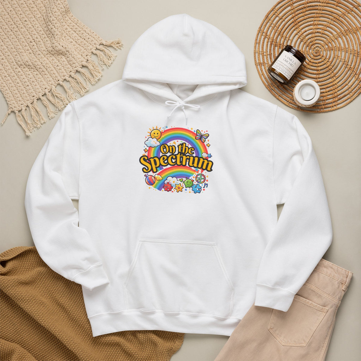 Spectrum Hoodie with front print | Multiple Colors