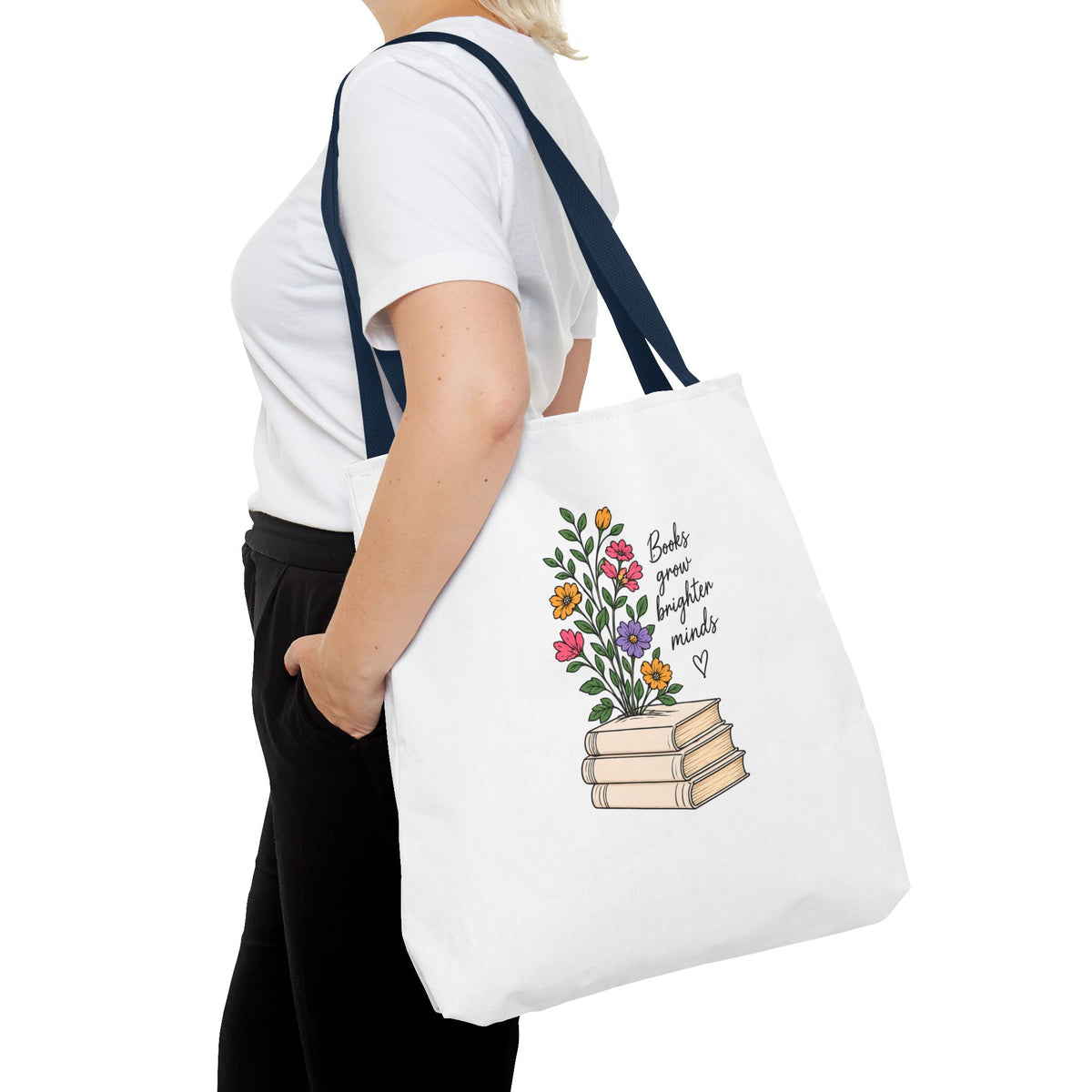 Books Grow Brighter Minds Tote Bag Reading Lover