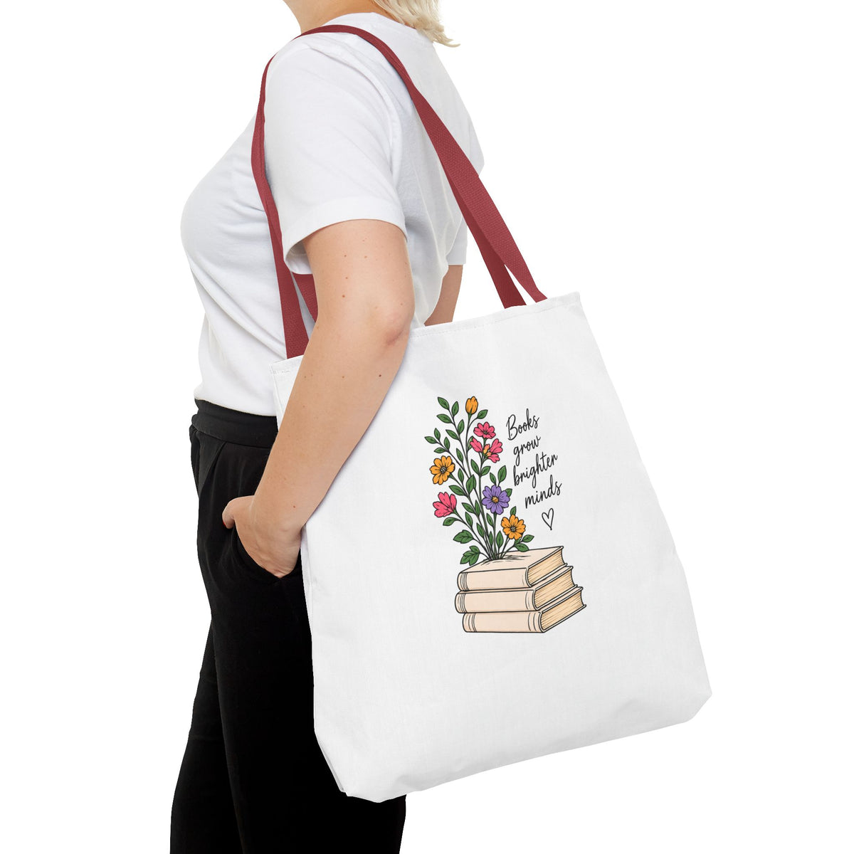 Books Grow Brighter Minds Tote Bag Reading Lover