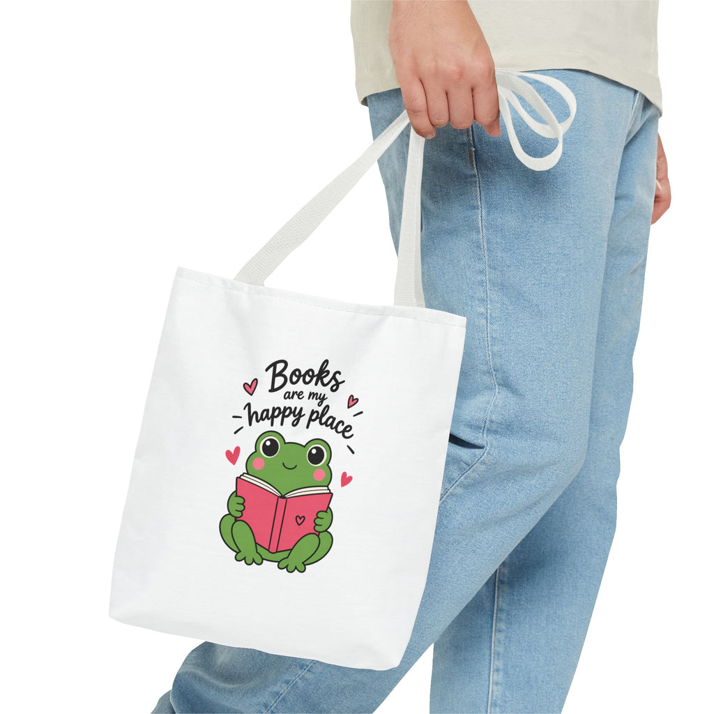 Reading Frog Tote Bag — Cute Reading Lover Canvas Bag