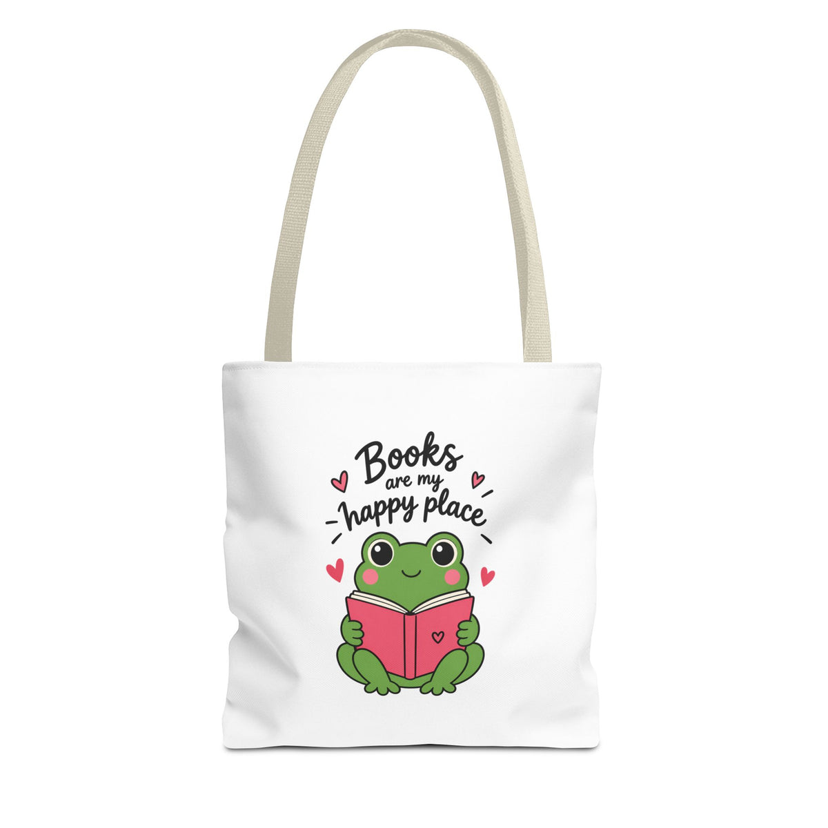 Reading Frog Tote Bag — Cute Reading Lover Canvas Bag