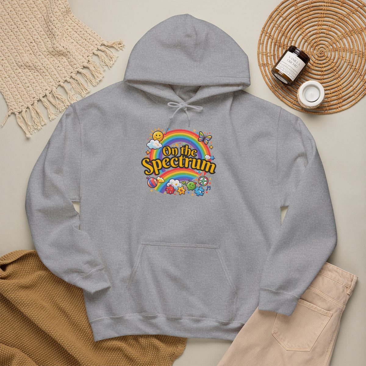 Spectrum Hoodie with front print | Multiple Colors