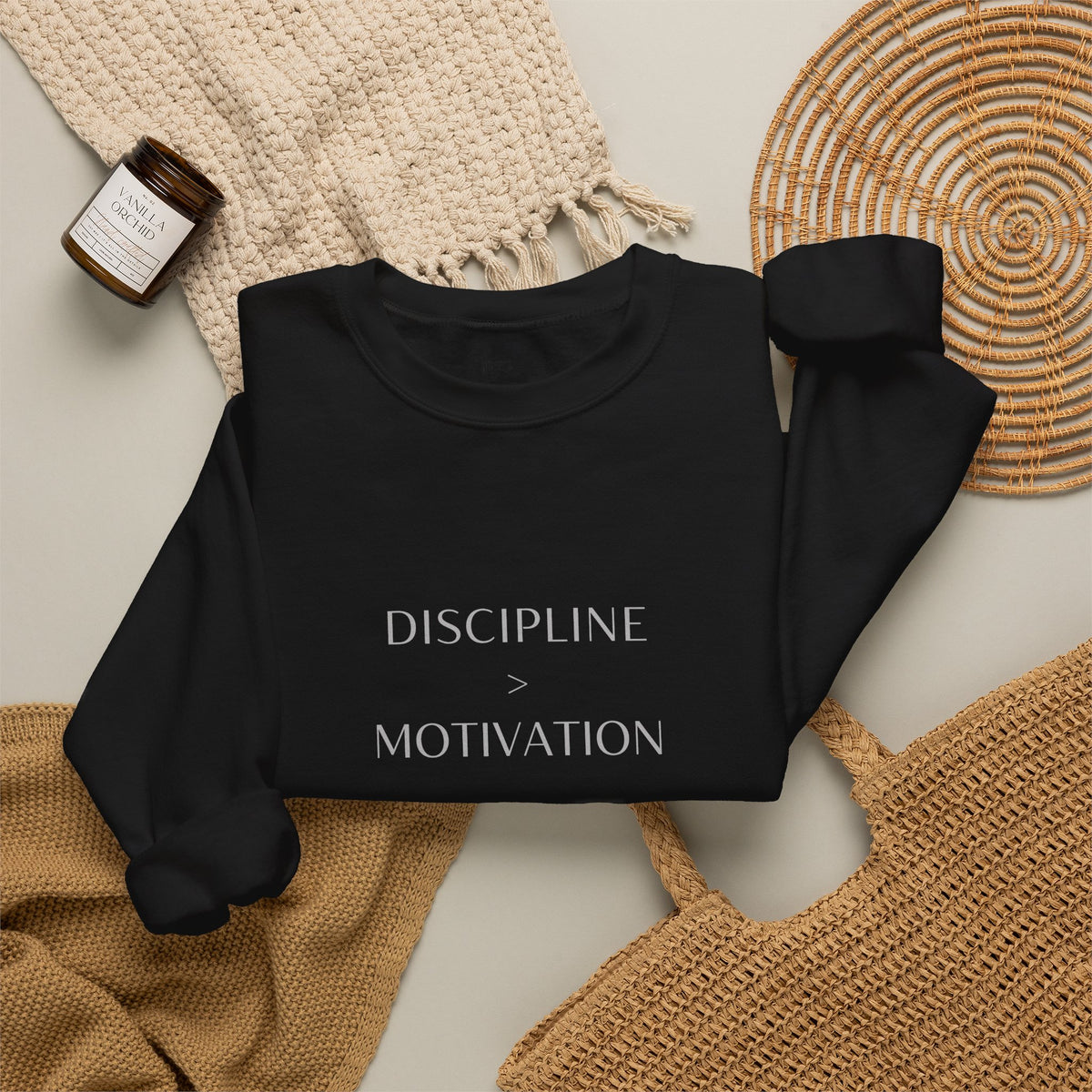 Discipline > Motivation Sweatshirt with front and back print | Multiple Colors