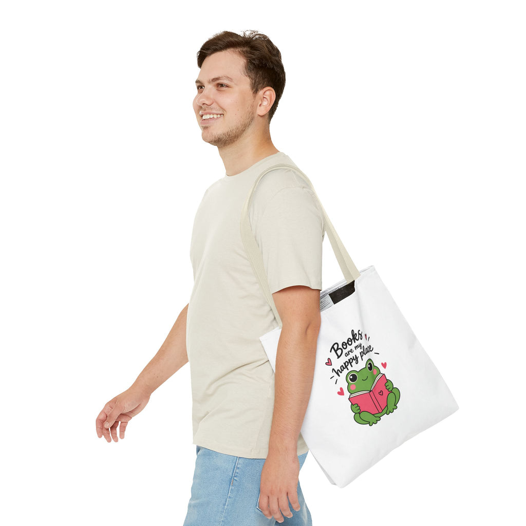 Reading Frog Tote Bag — Cute Reading Lover Canvas Bag