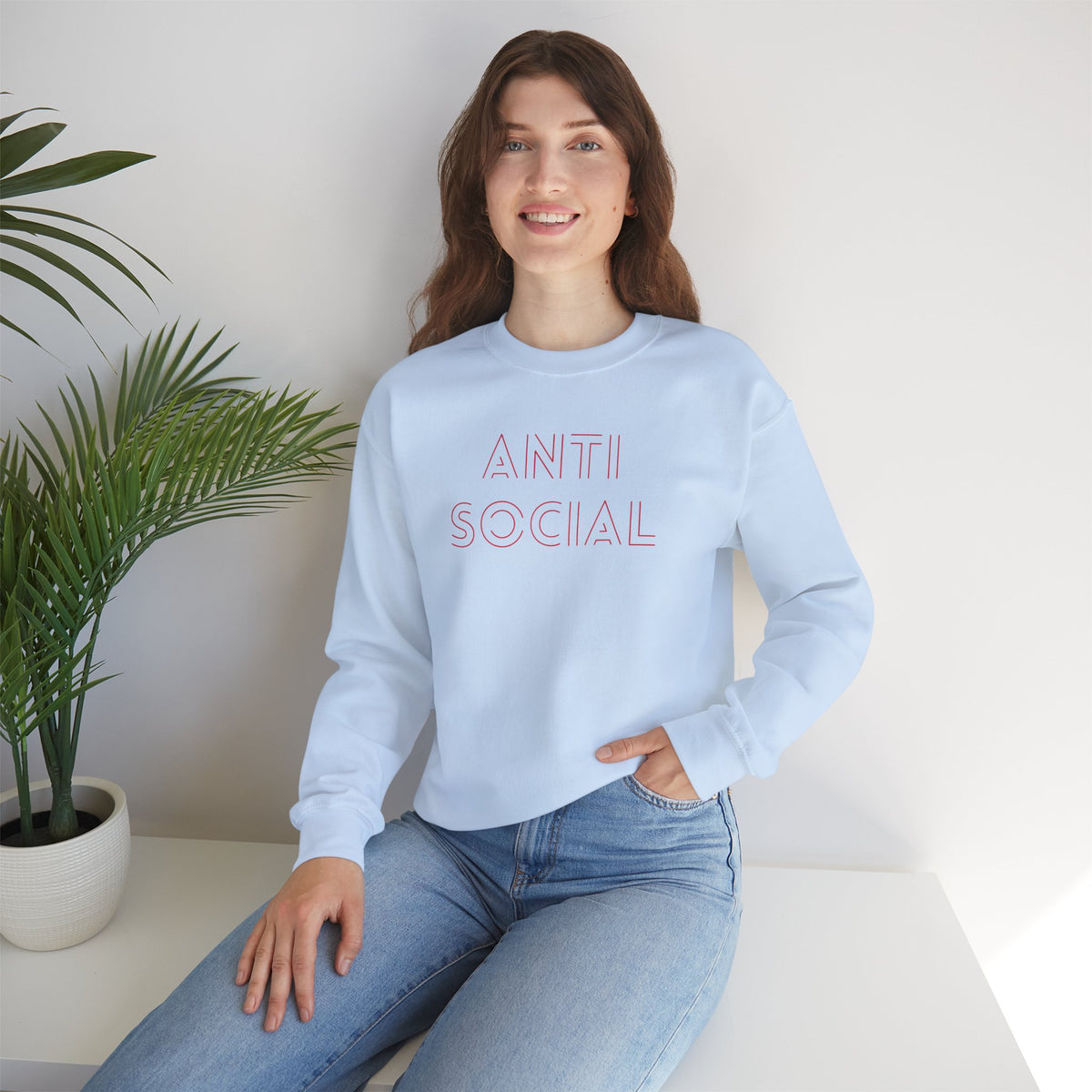 Anti Social Sometimes Sweatshirt with front and back print | Multiple Colors