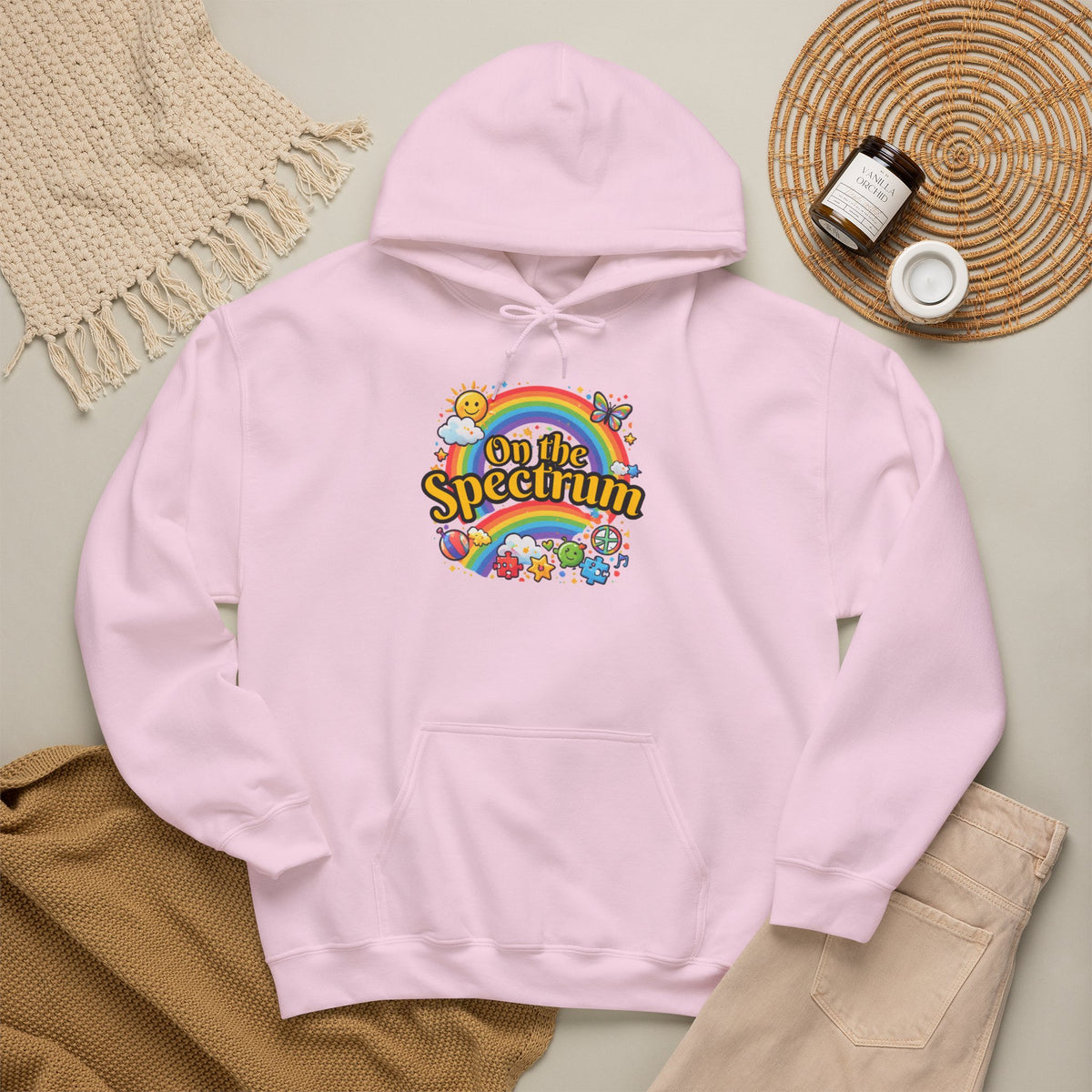 Spectrum Hoodie with front print | Multiple Colors