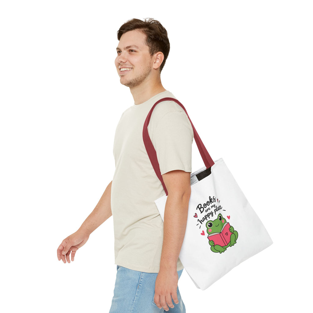 Reading Frog Tote Bag — Cute Reading Lover Canvas Bag