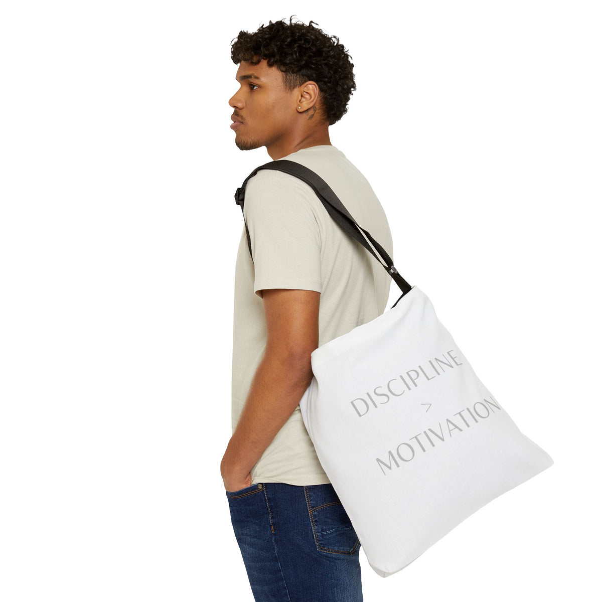 Adjustable Discipline > Motivation Tote Bag | Personalization possible | Multiple Sizes