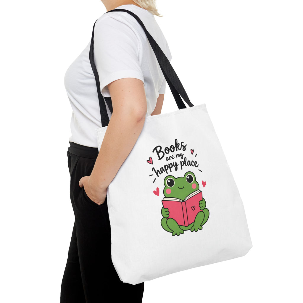 Reading Frog Tote Bag — Cute Reading Lover Canvas Bag