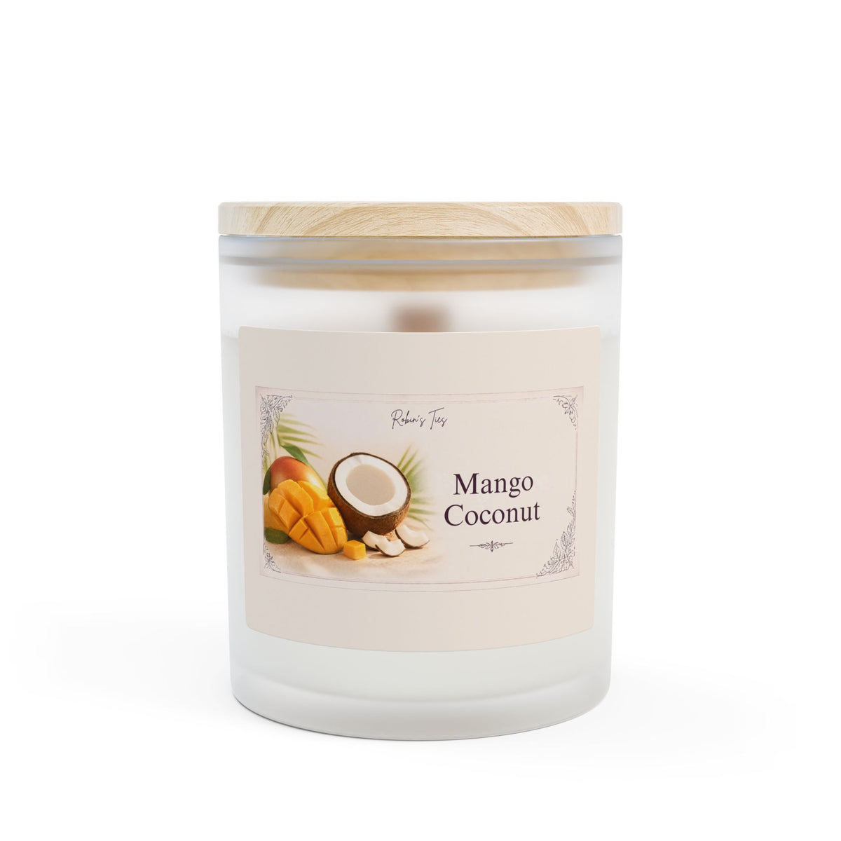 Vanilla Frosted Glass Candle — 11oz Scented Soy Candle with Wooden Lid