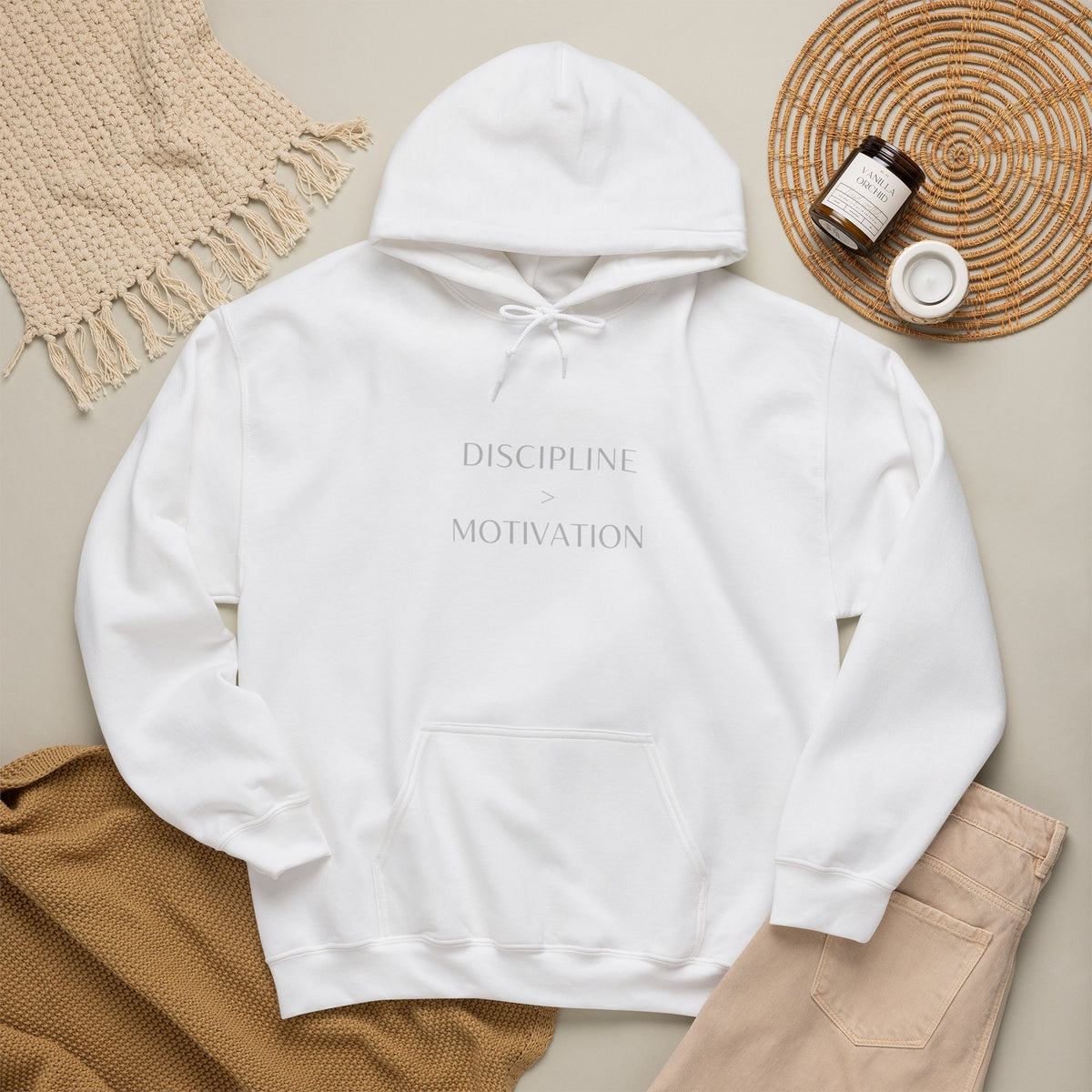 Discipline > Motivation Hoodie with front and back print | Multiple Colors