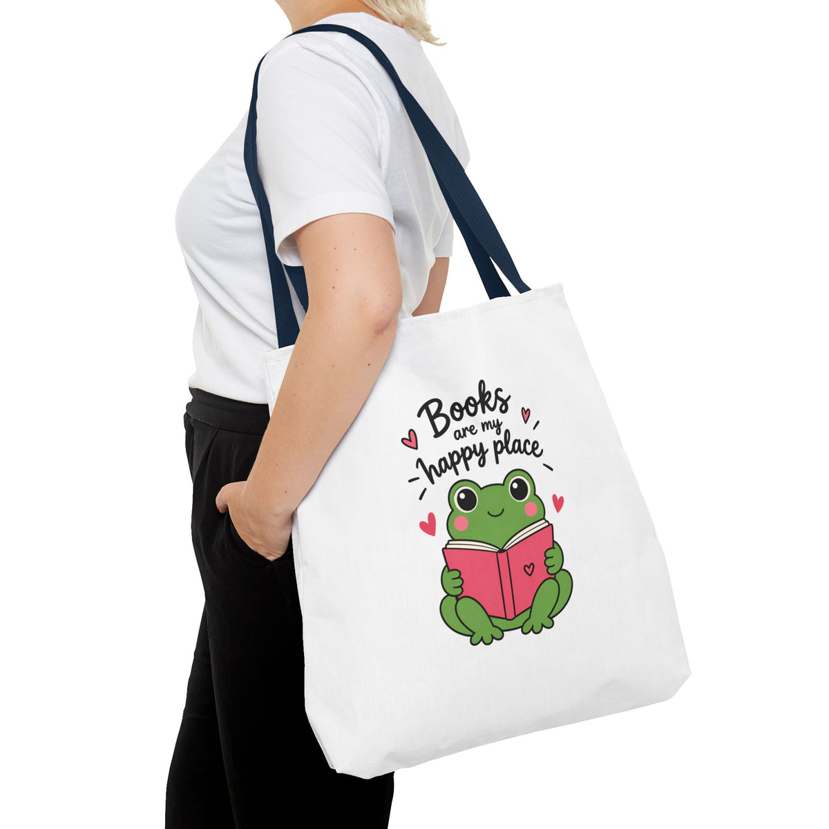 Reading Frog Tote Bag — Cute Reading Lover Canvas Bag