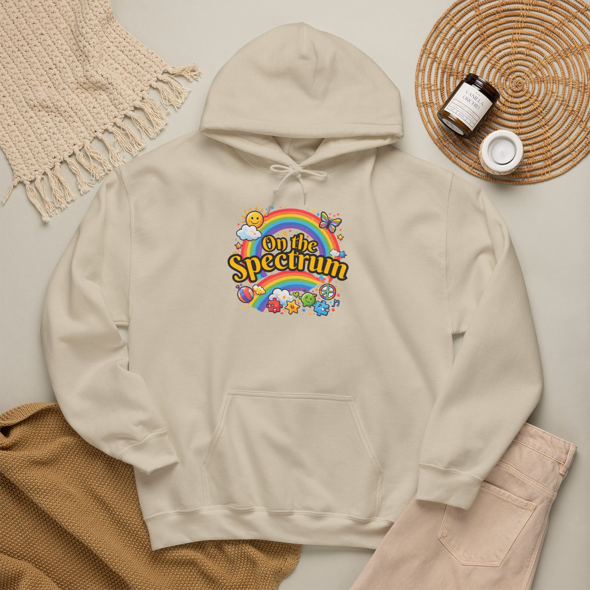 Spectrum Hoodie with front print | Multiple Colors