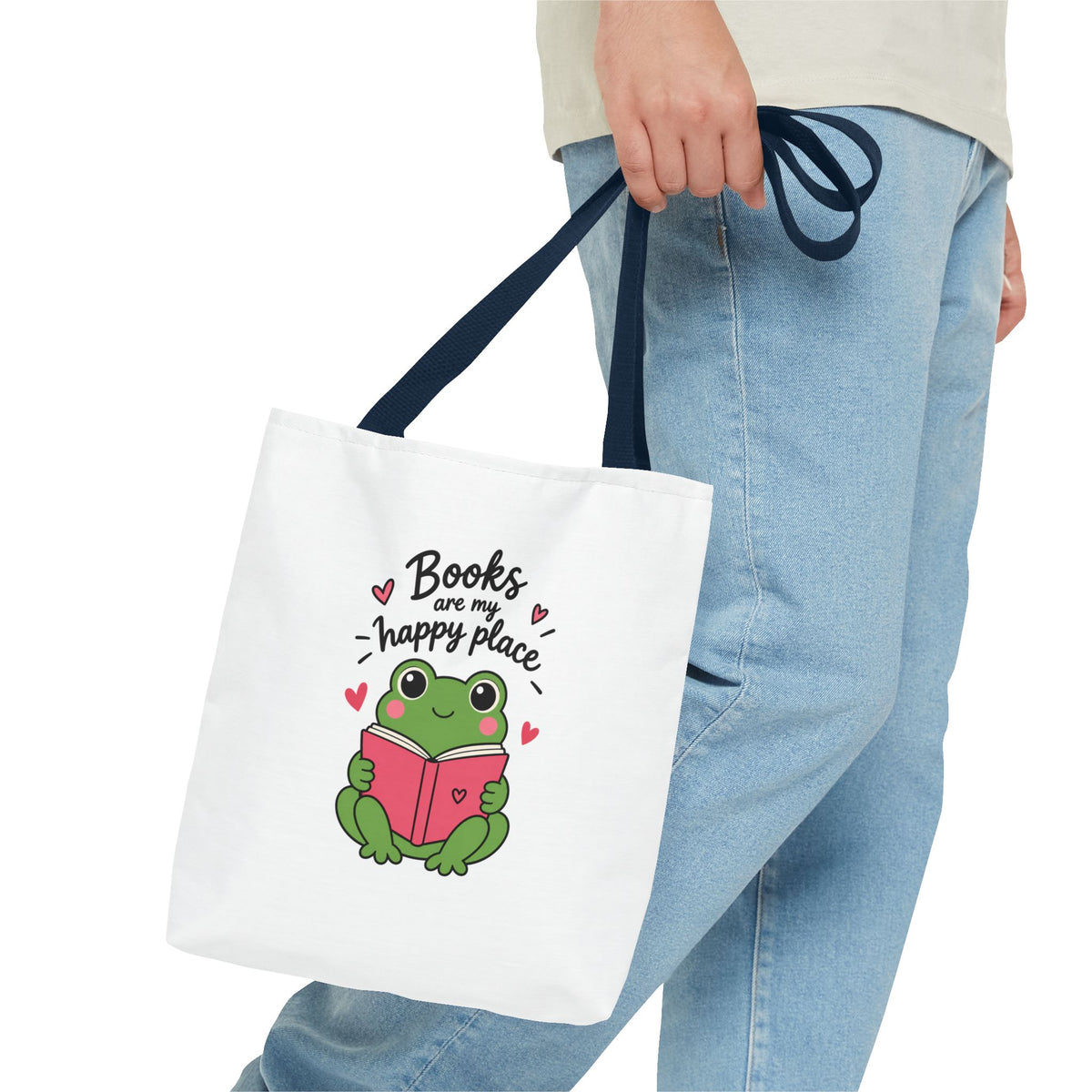 Reading Frog Tote Bag — Cute Reading Lover Canvas Bag