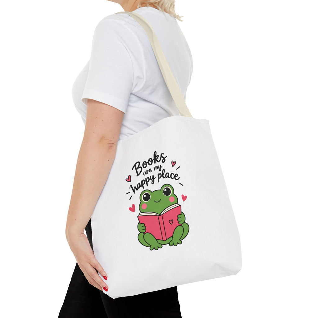 Reading Frog Tote Bag — Cute Reading Lover Canvas Bag