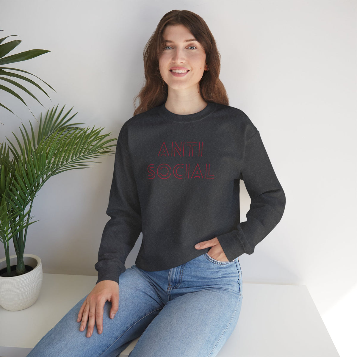 Anti Social Sometimes Sweatshirt with front and back print | Multiple Colors