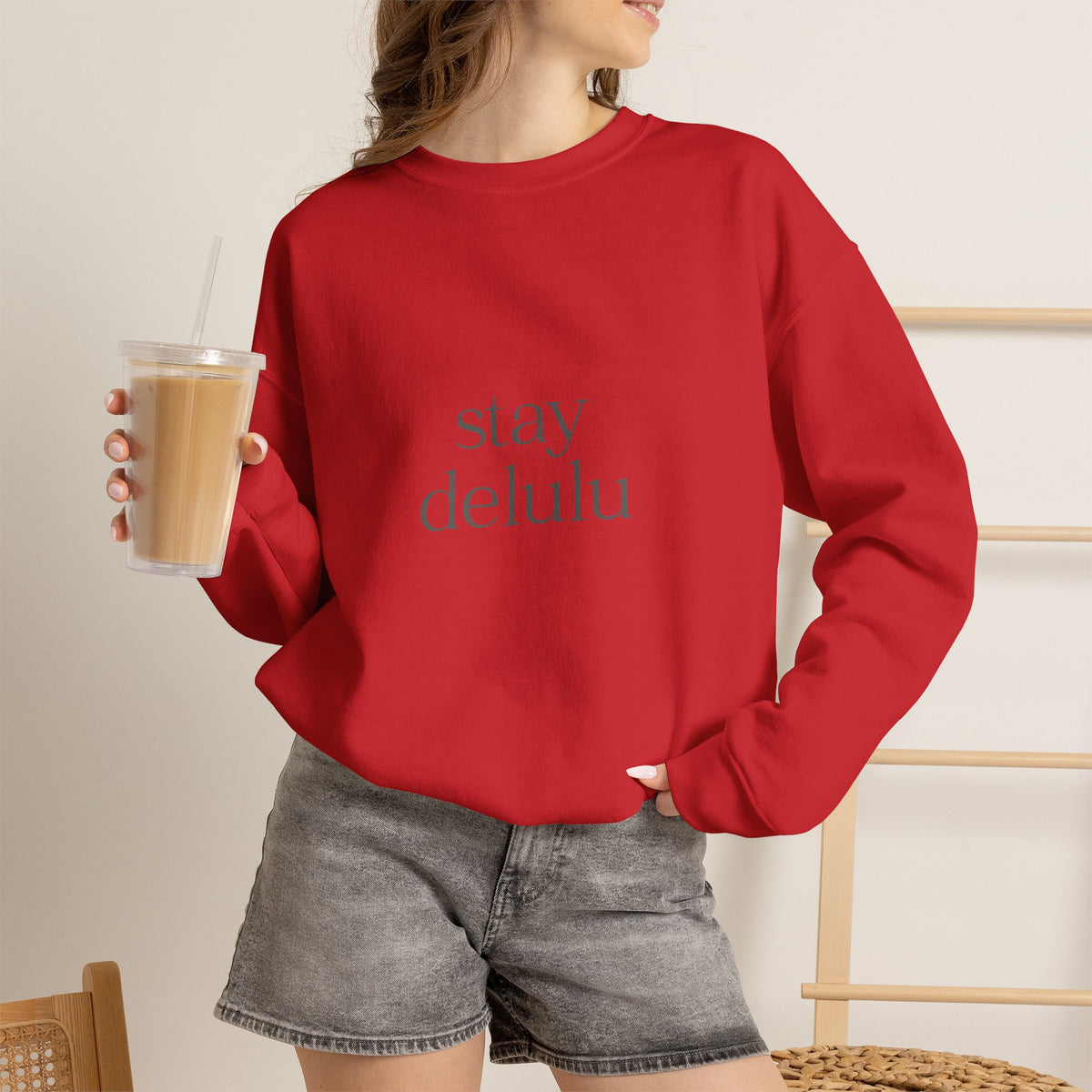 Stay Delulu Sweatshirt with front and back print | Multiple Colors