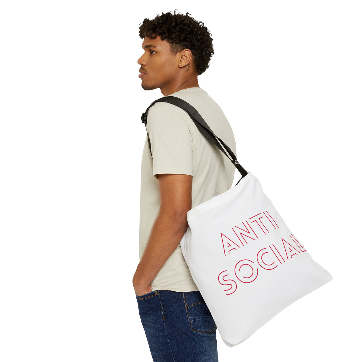 Adjustable Anti Social Sometimes Tote Bag | Personalization possible | Multiple Sizes