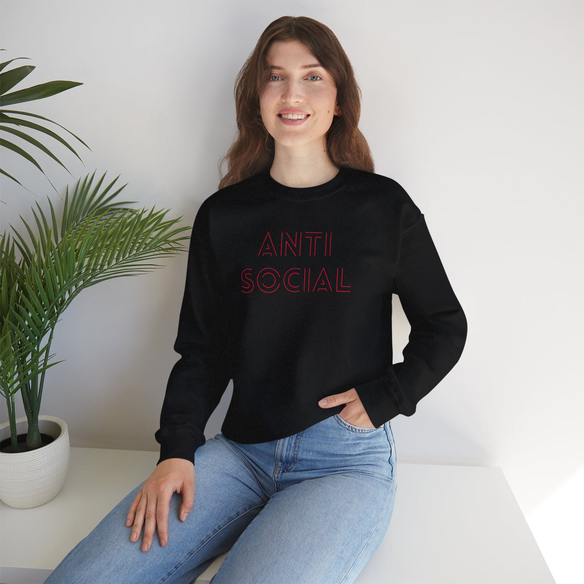 Anti Social Sometimes Sweatshirt with front and back print | Multiple Colors