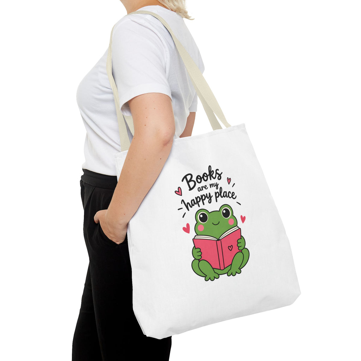 Reading Frog Tote Bag — Cute Reading Lover Canvas Bag
