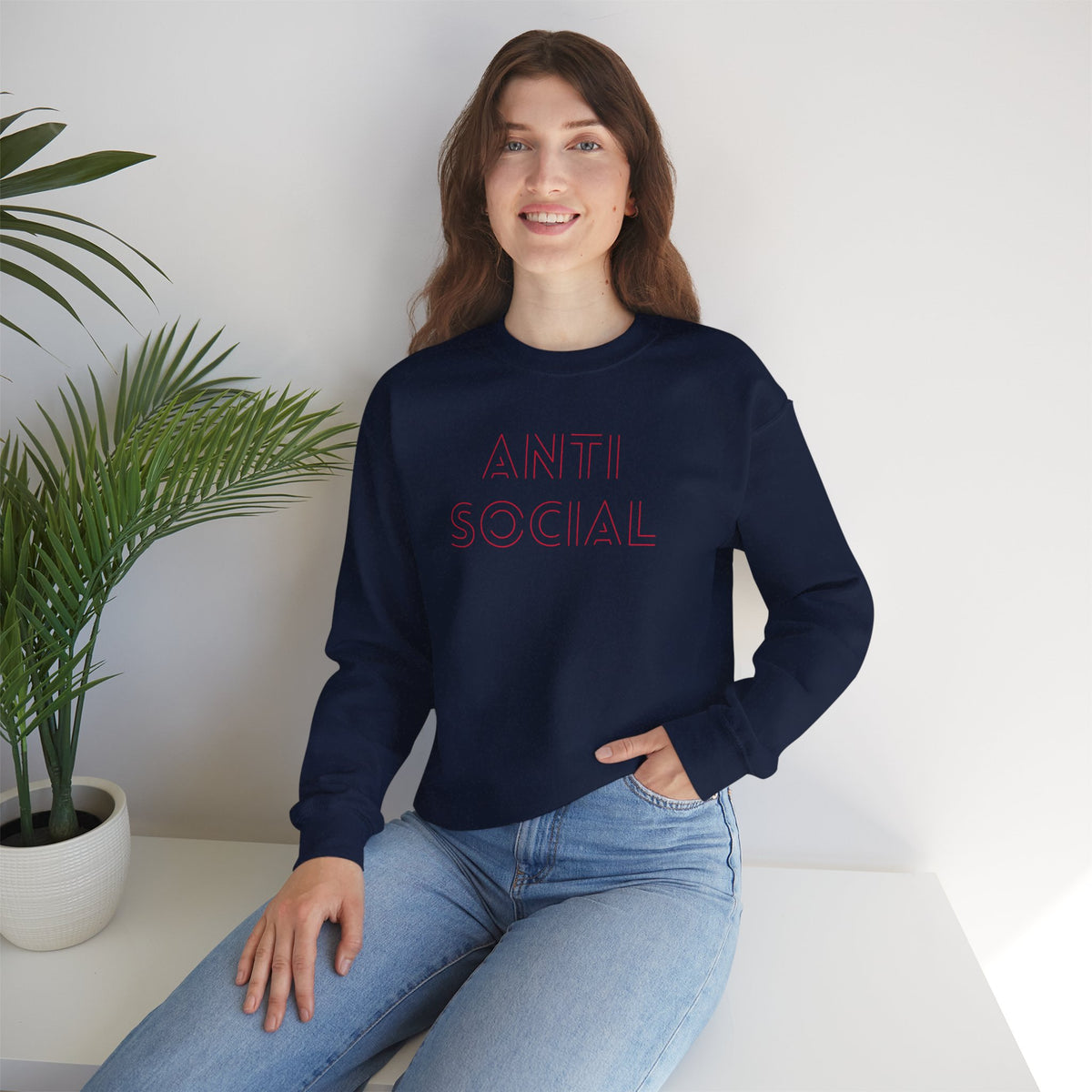 Anti Social Sometimes Sweatshirt with front and back print | Multiple Colors