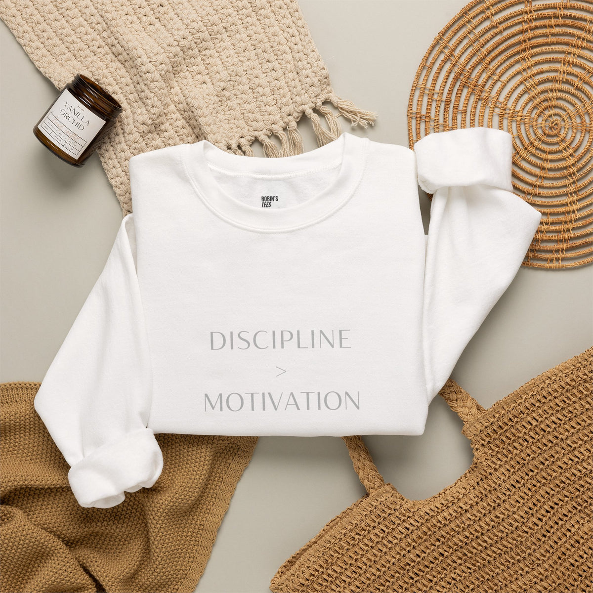Discipline > Motivation Sweatshirt with front and back print | Multiple Colors