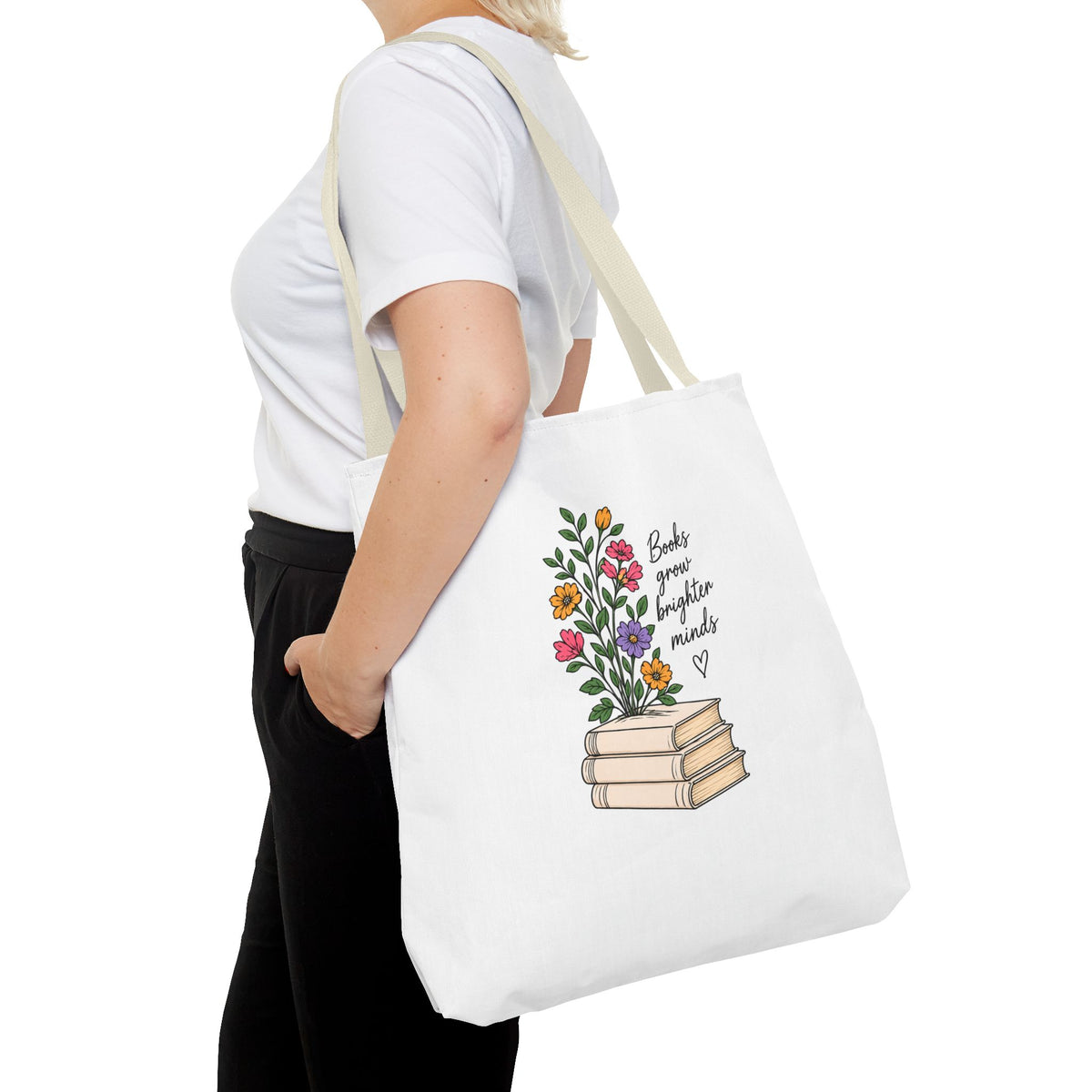 Books Grow Brighter Minds Tote Bag Reading Lover