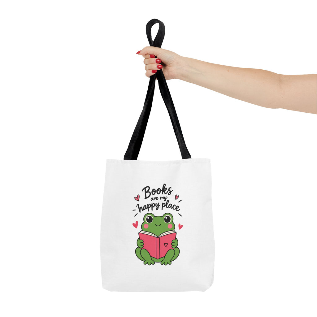 Reading Frog Tote Bag — Cute Reading Lover Canvas Bag