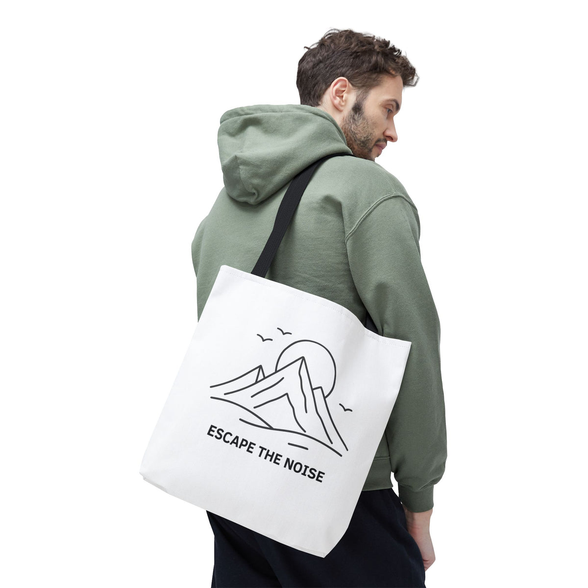 Escape the Noise Tote Bag | Multiple Sizes | Personalization possible | Multiple Handle Colors
