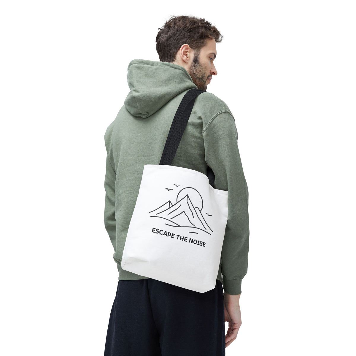 Escape the Noise Tote Bag | Multiple Sizes | Personalization possible | Multiple Handle Colors