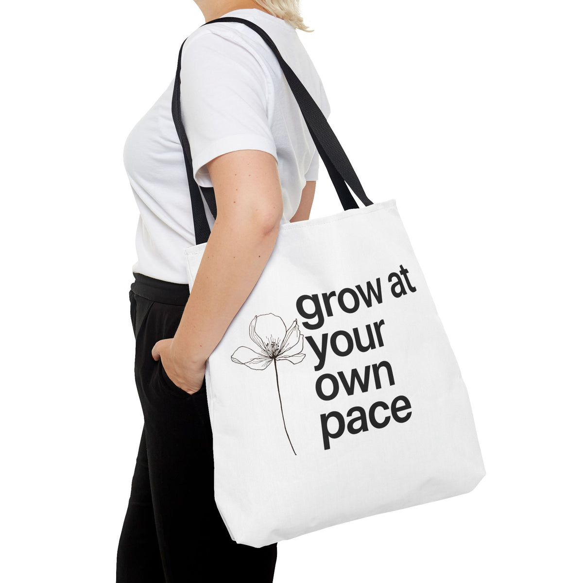 Grow at your own Pace Tote Bag | Multiple Sizes | Personalization possible | Multiple Handle Colors