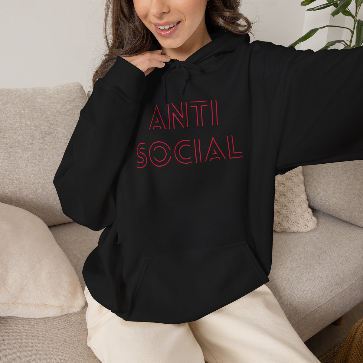Anti Social Sometimes Hoodie with front and back print | Multiple Colors