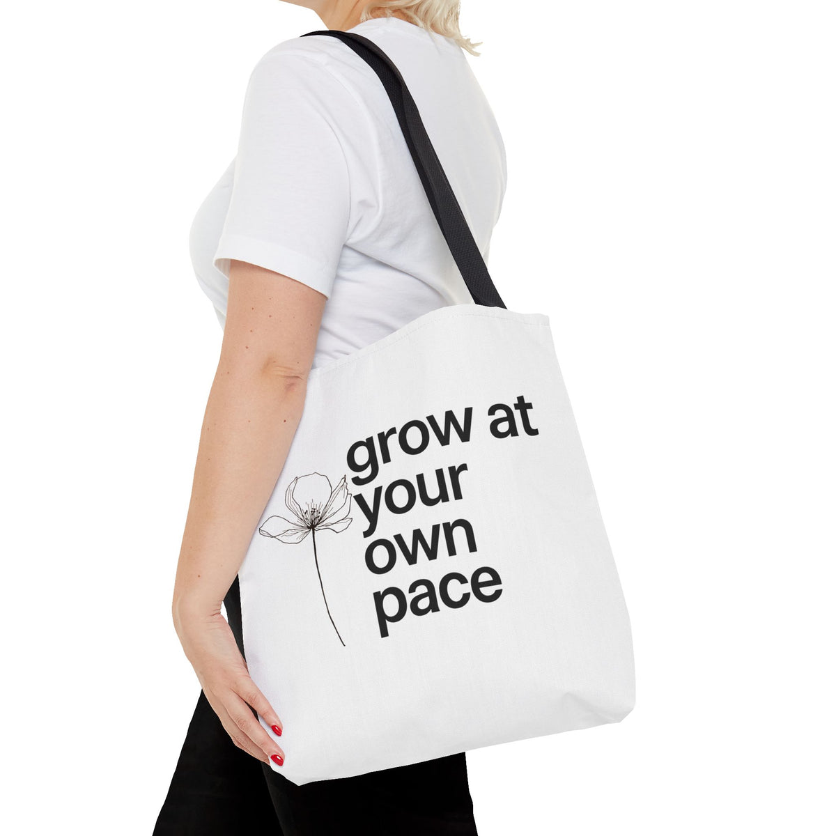 Grow at your own Pace Tote Bag | Multiple Sizes | Personalization possible | Multiple Handle Colors