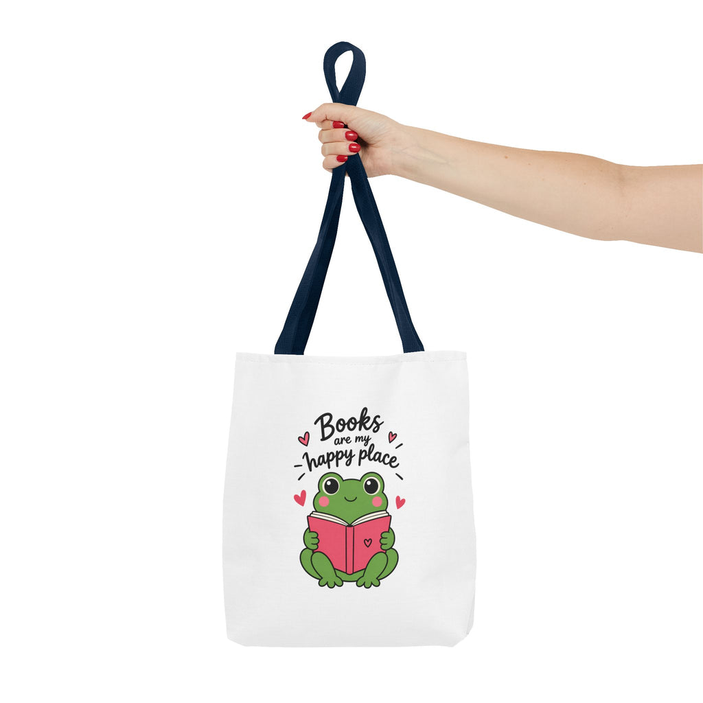 Reading Frog Tote Bag — Cute Reading Lover Canvas Bag