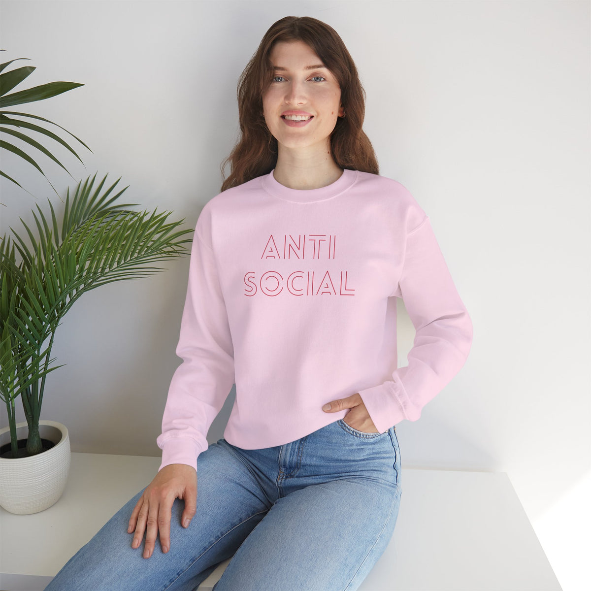 Anti Social Sometimes Sweatshirt with front and back print | Multiple Colors