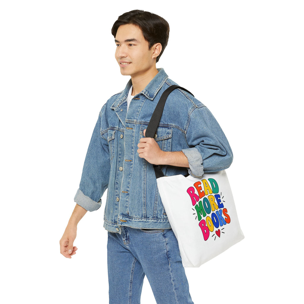 Read More Books Adjustable Tote Bag – Colorful Book Lover Shoulder Bag