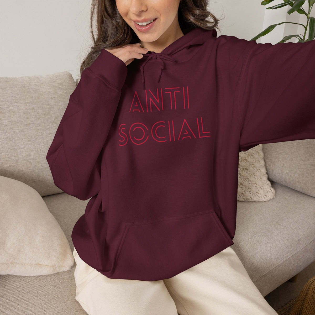 Anti Social Sometimes Hoodie with front and back print | Multiple Colors