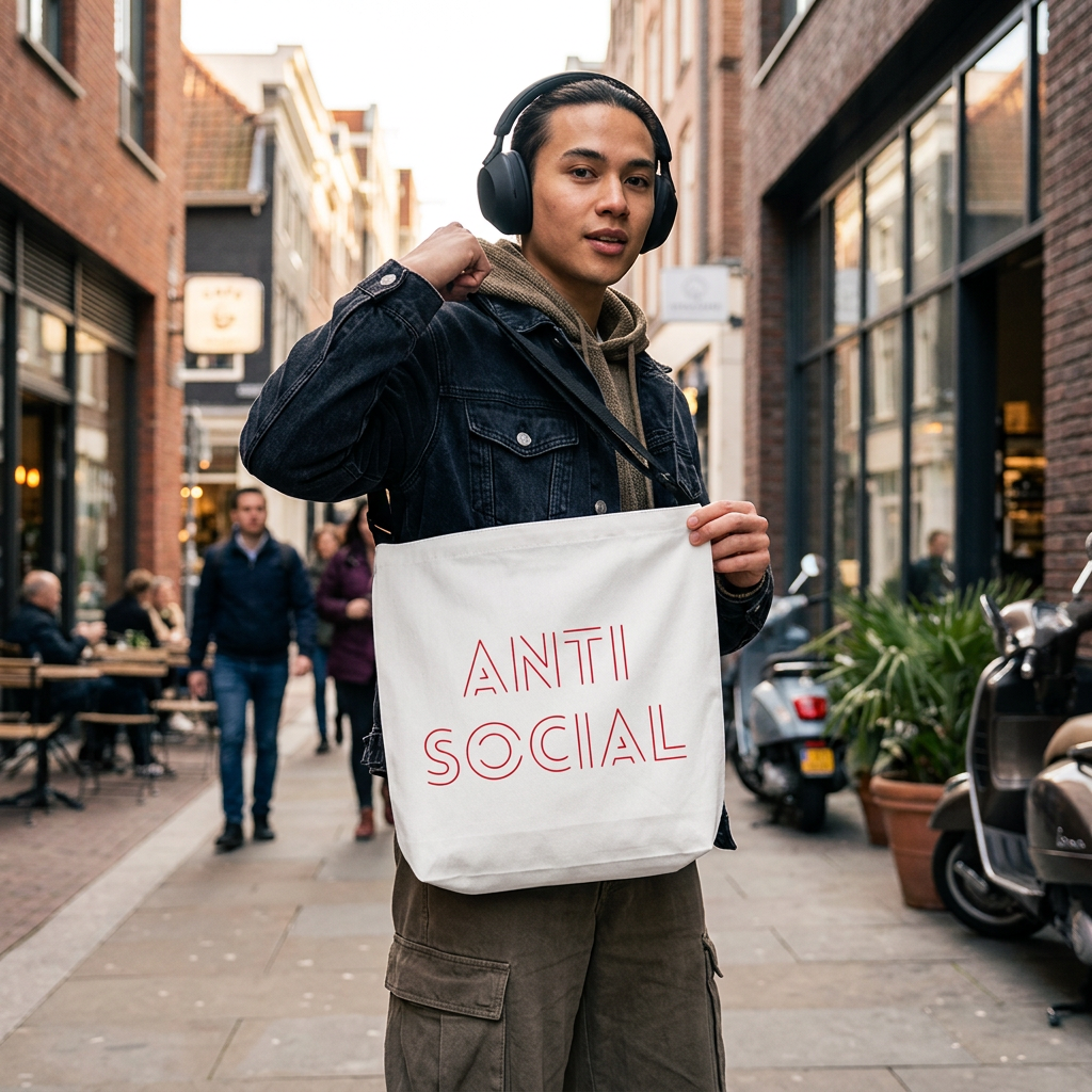 Adjustable Anti Social Sometimes Tote Bag | Personalization possible | Multiple Sizes