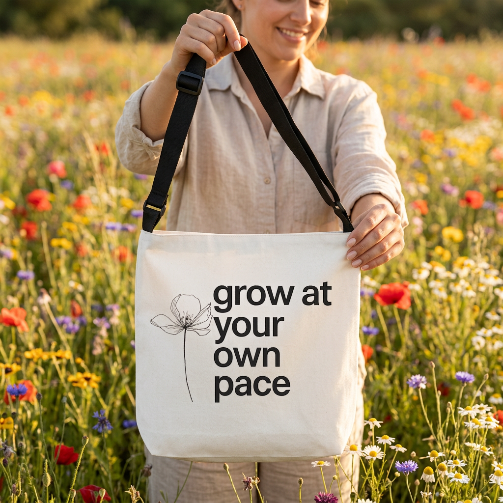 Adjustable Grow at Your Own Pace Tote Bag | Personalization possible | Multiple Sizes