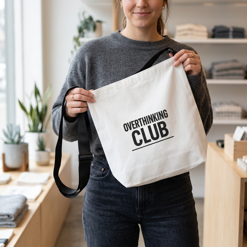 Adjustable Overthinking Club Meetings Every Night At 3AM Tote Bag | Personalization possible | Multiple Sizes