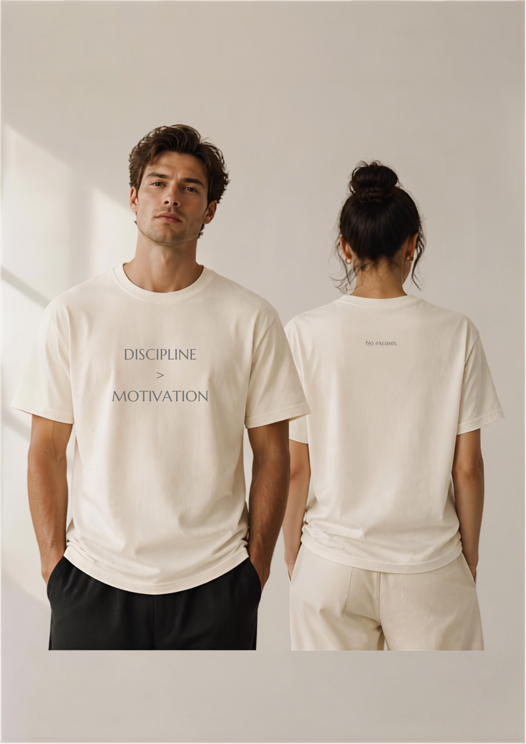 Discipline > Motivation T-Shirt with front and back print | Multiple Colors