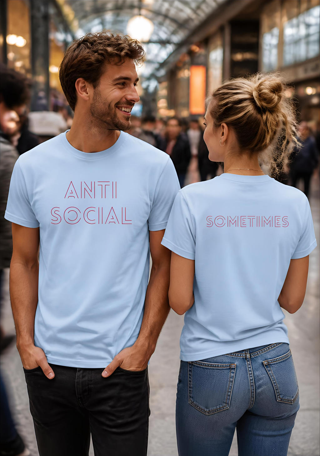 Anti Social Sometimes T-Shirt with front and back print | Multiple Colors