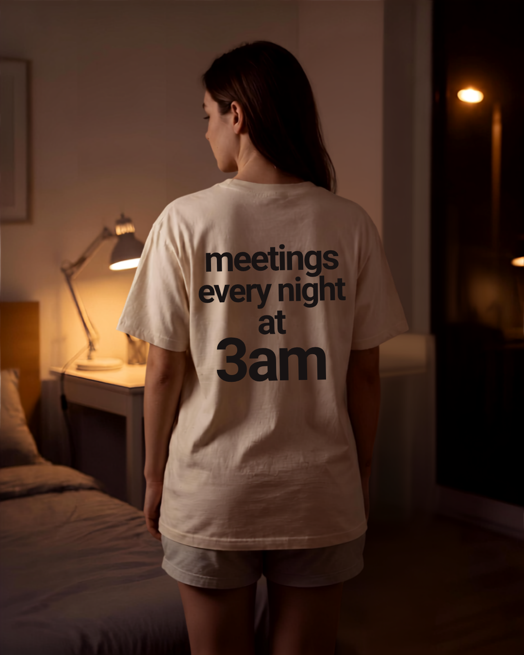 Meetings Every Night at 3am T-Shirt with front and back print | Multiple Colors