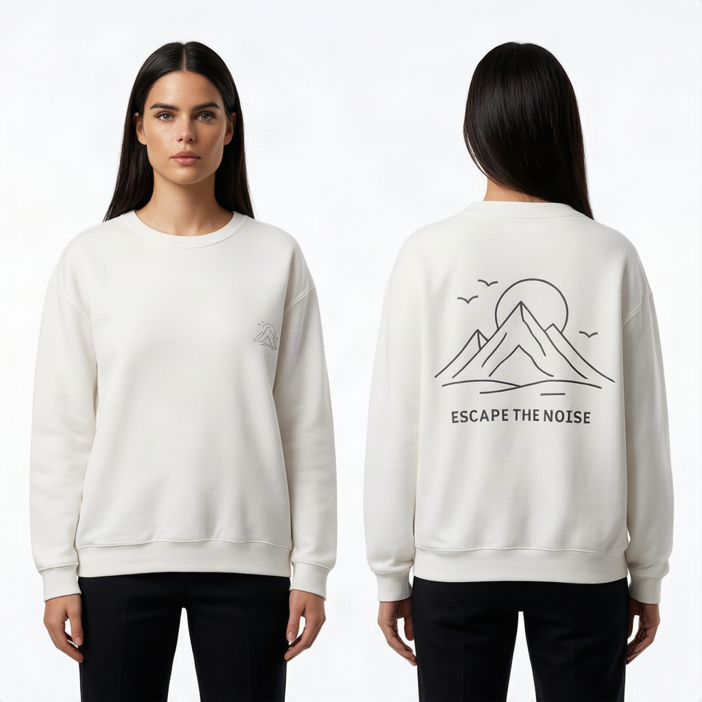 Escape the Noise Sweatshirt with front and back print | Multiple Colors