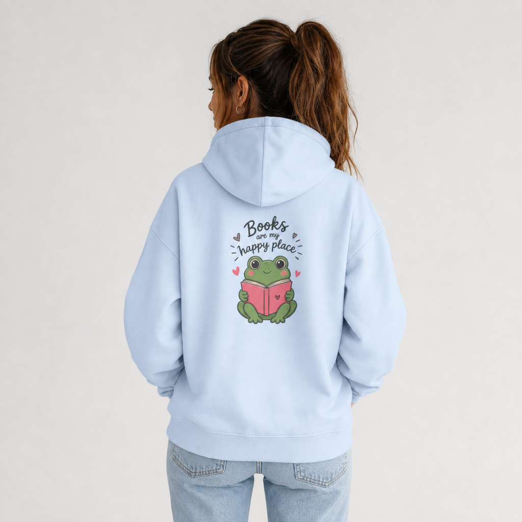 Reading Hoodie — "Books Are My Happy Place" Cozy Pullover