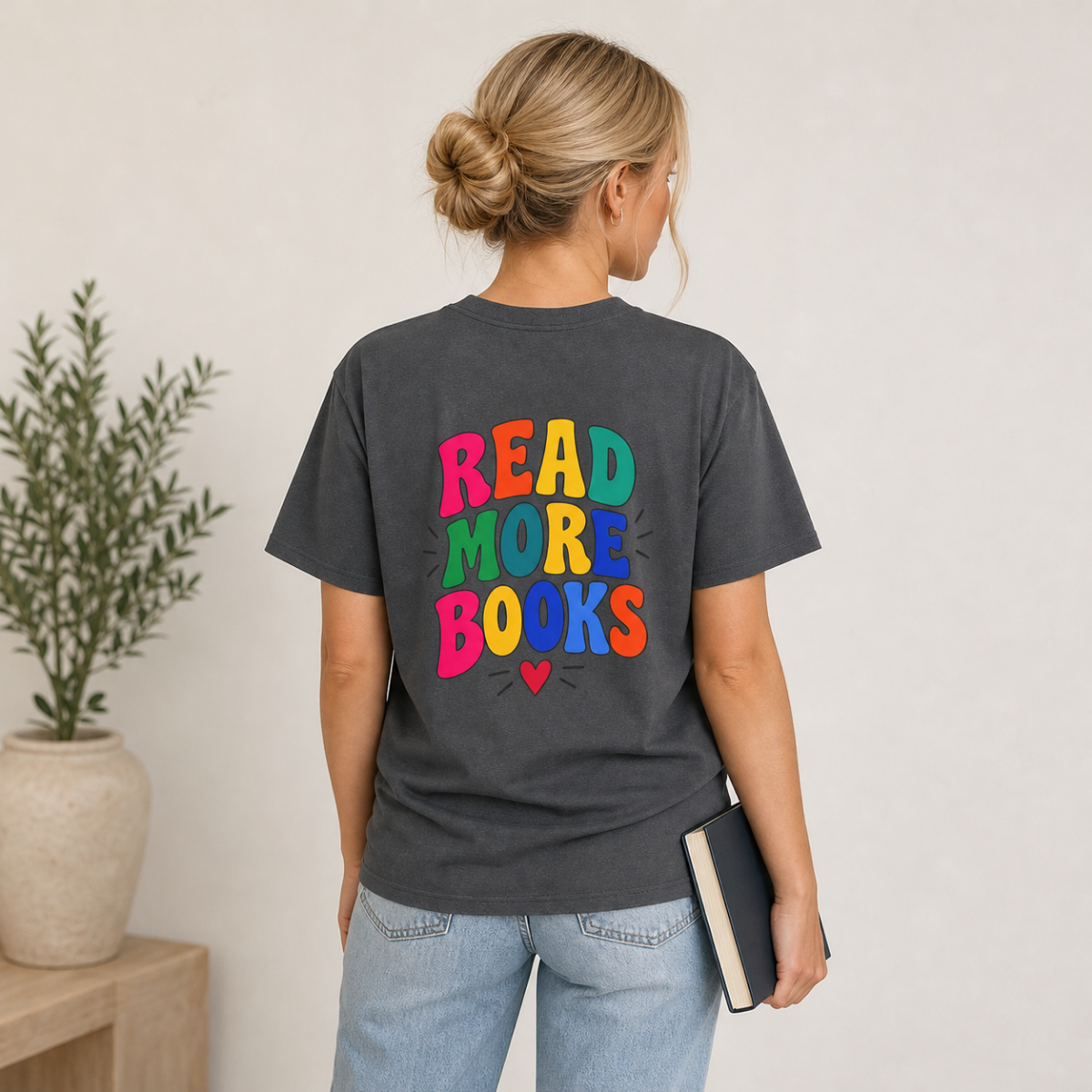 Read More Books T-Shirt — Colorful Retro Back Print