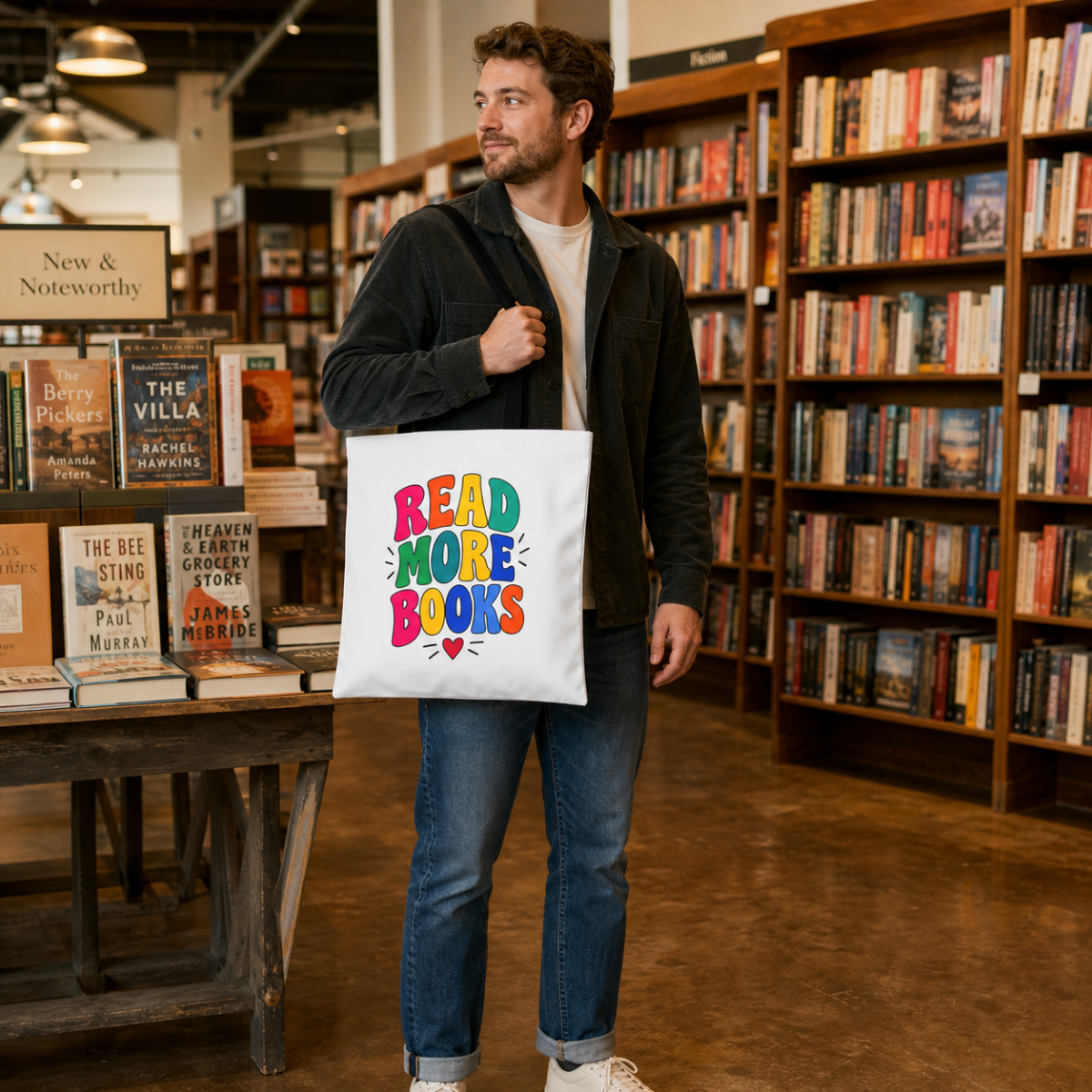 Read More Books Tote Bag — Colorful Book Lover Canvas Tote