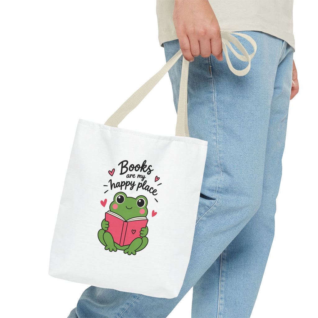 Reading Frog Tote Bag — Cute Reading Lover Canvas Bag